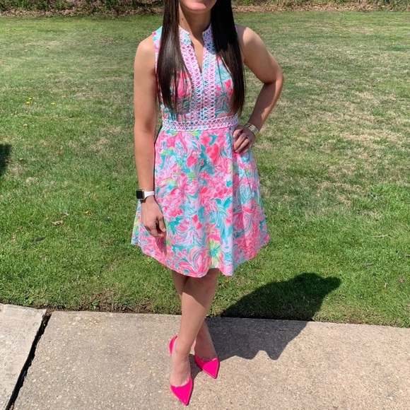 Lilly Pulitzer Franci High Collar Dress Multi Hot On The Scene - Picture 1 of 15